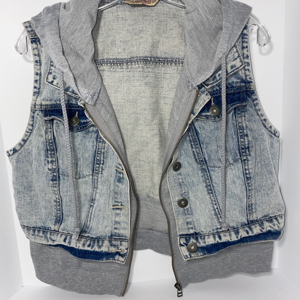 Highway Jeans Junior Acid Wash Denim and Hoodie Vest